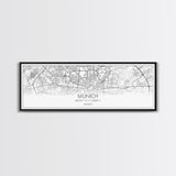 Panoramic Munich City Map, Germany Art, Map Print, Minimalist Wall Art, Canvas Art, Housewarming Gift, Street Map Art, Closing Gift