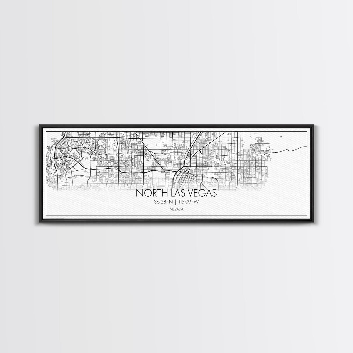 Panoramic North Las Vegas City Map, Nevada Art, Map Print, Minimalist Wall Art, Canvas Art, Housewarming Gift, Street Map Art, Closing Gift