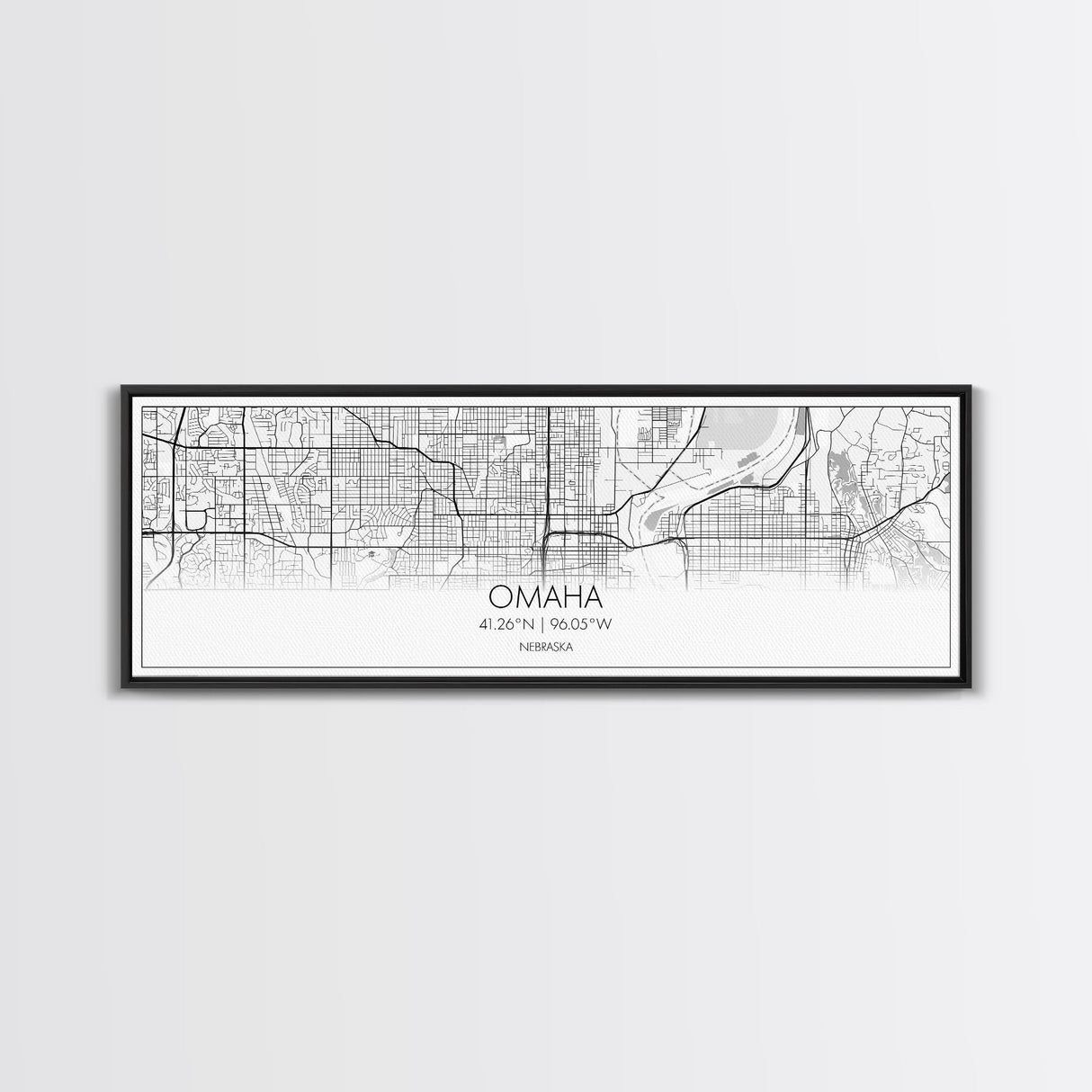 Panoramic Omaha City Map, Nebraska Art, Map Print, Minimalist Wall Art, Canvas Art, Housewarming Gift, Street Map Art, Closing Gift