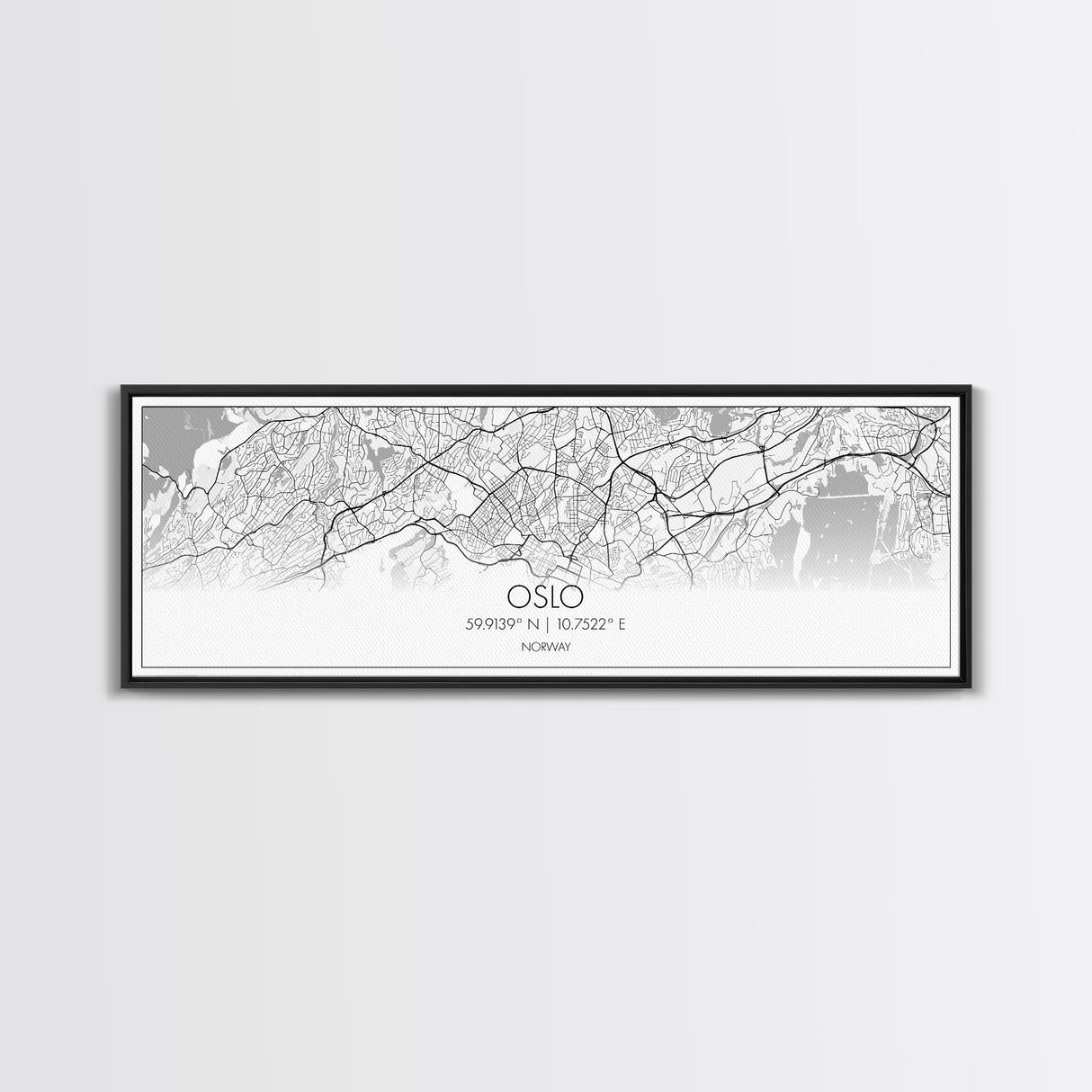 Panoramic Oslo City Map, Norway Art, Map Print, Minimalist Wall Art, Canvas Art, Housewarming Gift, Street Map Art, Closing Gift