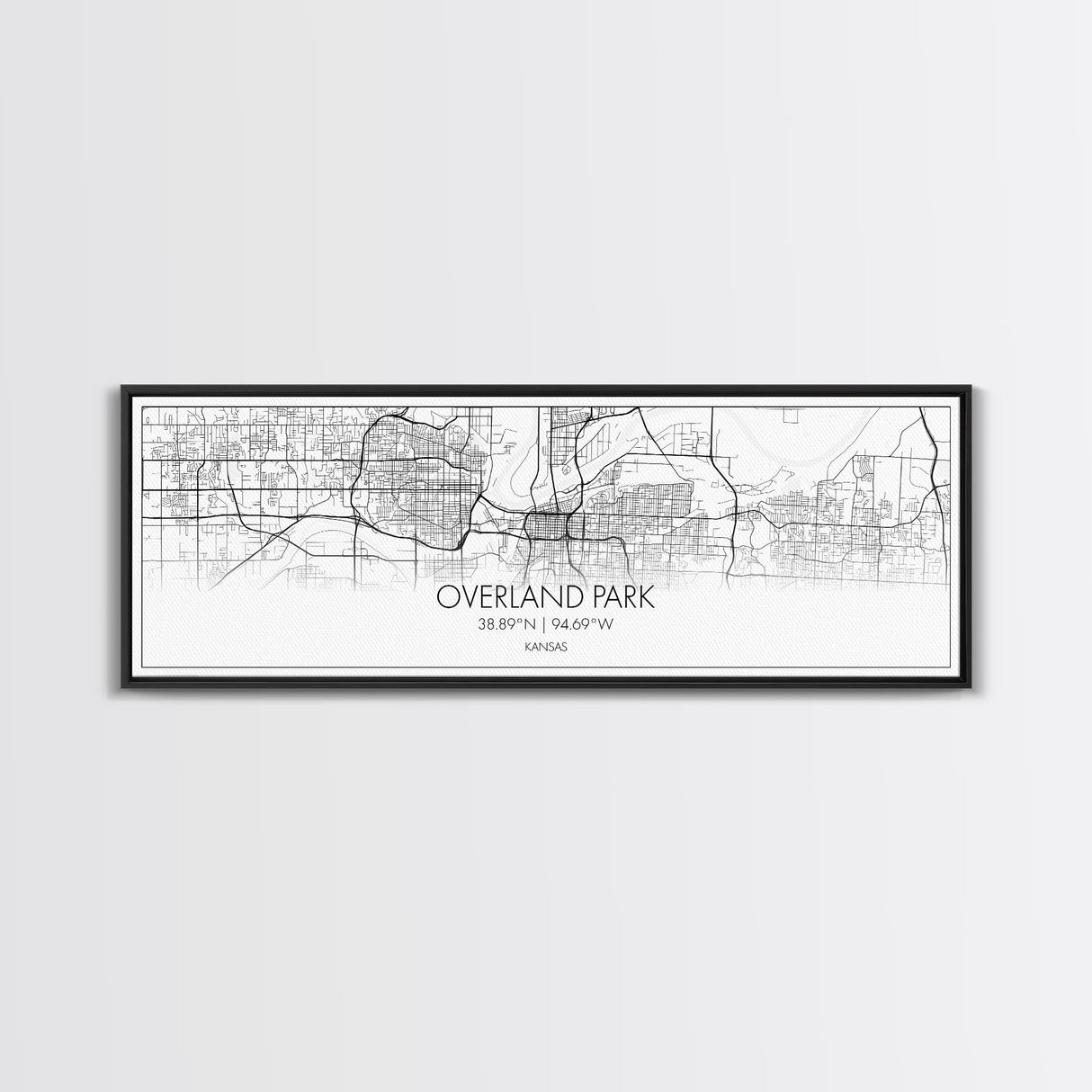 Panoramic Overland Park City Map, Kansas Art, Map Print, Minimalist Wall Art, Canvas Art, Housewarming Gift, Street Map Art, Closing Gift