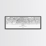 Panoramic Paris City Map, France Art, Map Print, Minimalist Wall Art, Canvas Art, Housewarming Gift, Street Map Art, Closing Gift