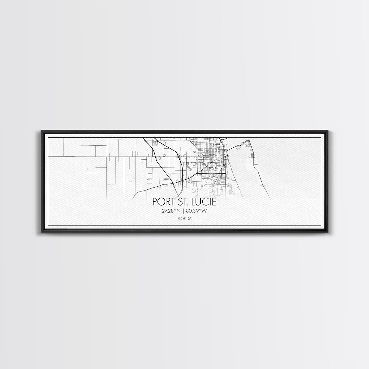 Panoramic Port St Lucie City Map, Florida Art, Map Print, Minimalist Wall Art, Canvas Art, Housewarming Gift, Street Map Art, Closing Gift