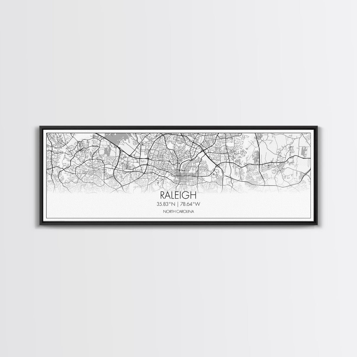 Panoramic Raleigh City Map, North Carolina Art, Map Print, Minimalist Wall Art, Canvas Art, Housewarming Gift, Street Map Art, Closing Gift