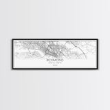 Panoramic Richmond City Map, Virginia Art, Map Print, Minimalist Wall Art, Canvas Art, Housewarming Gift, Street Map Art, Closing Gift