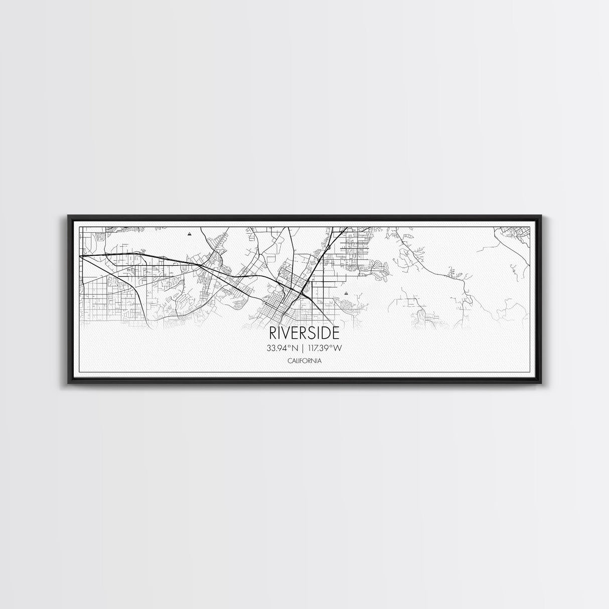 Panoramic Riverside City Map, California Art, Map Print, Minimalist Wall Art, Canvas Art, Housewarming Gift, Street Map Art, Closing Gift