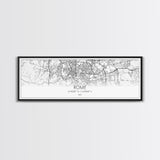 Panoramic Rome City Map, Italy Art, Map Print, Minimalist Wall Art, Canvas Art, Housewarming Gift, Street Map Art, Closing Gift