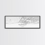 Panoramic Sacramento City Map, California Art, Map Print, Minimalist Wall Art, Canvas Art, Housewarming Gift, Street Map Art, Closing Gift