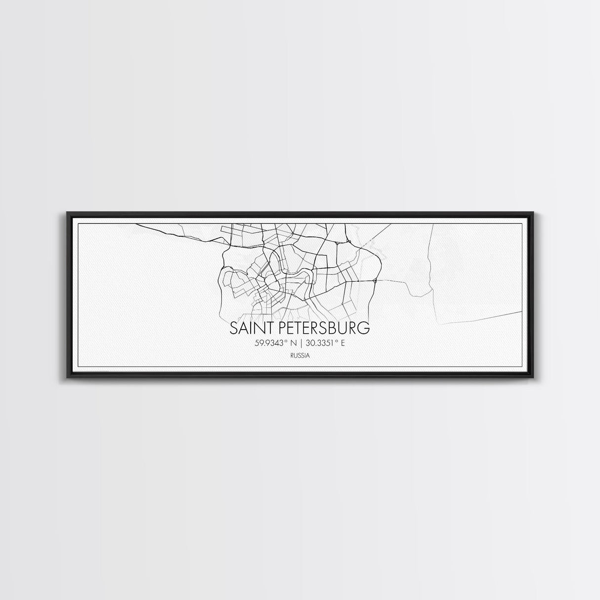 Panoramic Saint Petersburg City Map, Russia Art, Map Print, Minimalist Wall Art, Canvas Art, Housewarming Gift, Street Map, Closing Gift