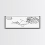 Panoramic San Francisco City Map, California Art, Map Print, Minimalist Wall Art, Canvas Art, Housewarming Gift, Street Map, Closing Gift