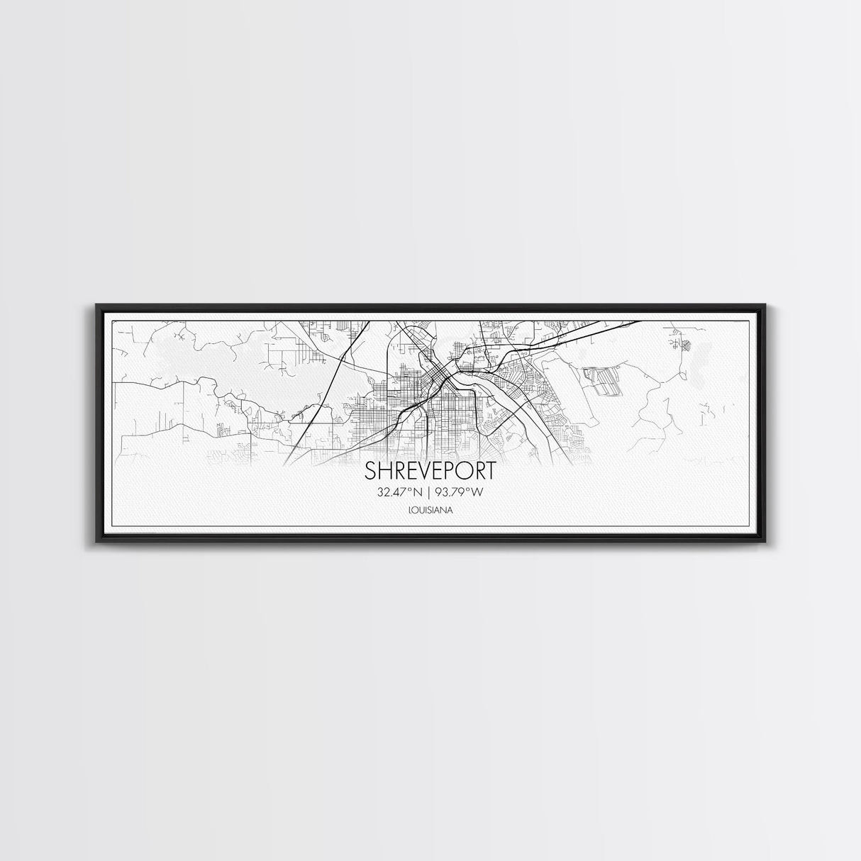 Panoramic Shreveport City Map, Louisiana Art, Map Print, Minimalist Wall Art, Canvas Art, Housewarming Gift, Street Map Art, Closing Gift