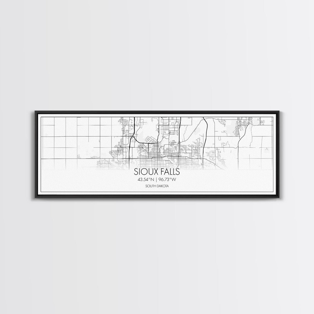 Panoramic Sioux Falls City Map, South Dakota Art, Map Print, Minimalist Wall Art, Canvas Art, Housewarming Gift, Street Map, Closing Gift