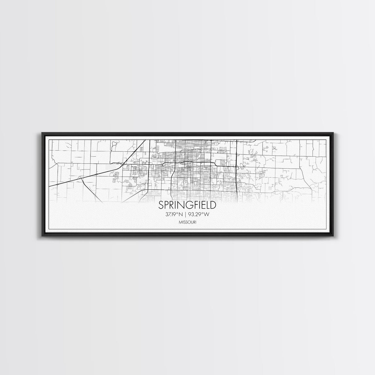 Panoramic Springfield City Map, Missouri Art, Map Print, Minimalist Wall Art, Canvas Art, Housewarming Gift, Street Map Art, Closing Gift