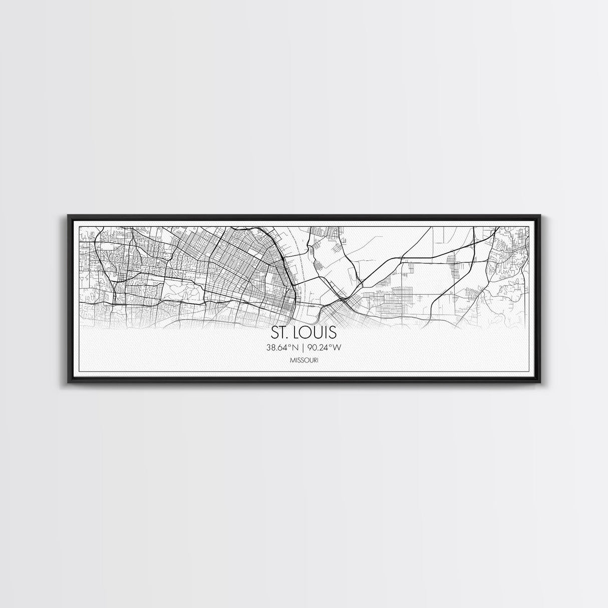 Panoramic St Louis City Map, Missouri Art, Map Print, Minimalist Wall Art, Canvas Art, Housewarming Gift, Street Map Art, Closing Gift