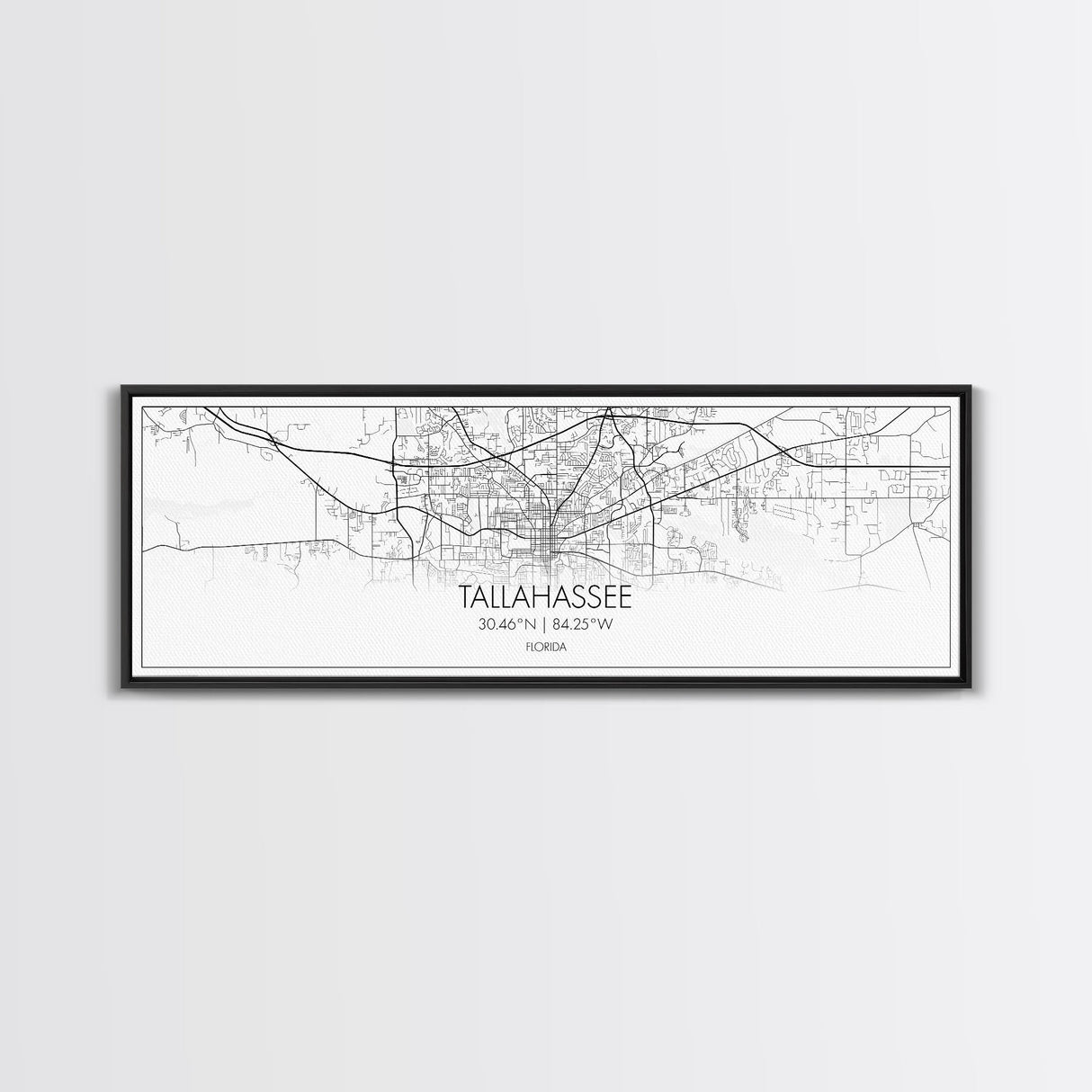 Panoramic Tallahassee City Map, Florida Art, Map Print, Minimalist Wall Art, Canvas Art, Housewarming Gift, Street Map Art, Closing Gift