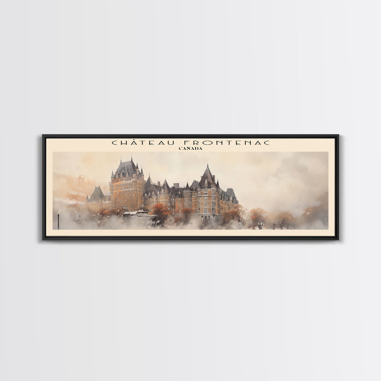 Château Frontenac COUNTRY Travel Poster Print, Framed Canvas Print, COUNTRY Travel Art, Wood Framed Art, Wall Hanging, Home Decor