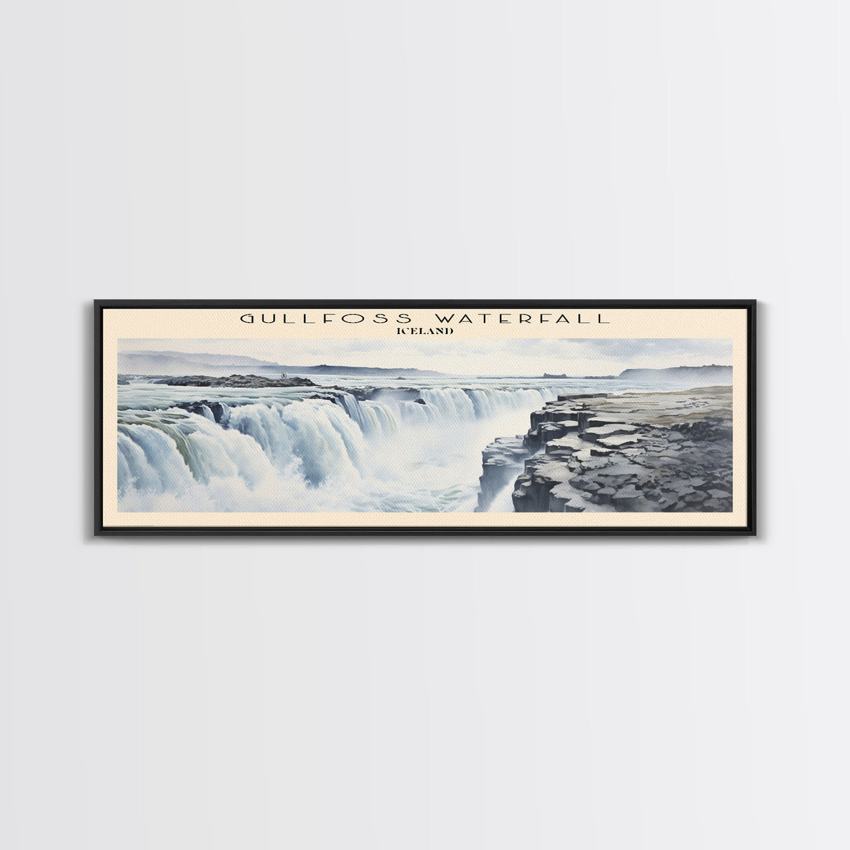 Gullfoss Waterfall Travel Poster Print, Framed Canvas Wall Art, Metal Wall Art, COUNTRY art, Gift For Him, Travel Wall Art, Travel Lover Gift