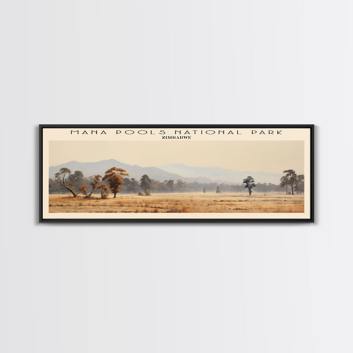 Mana Pools National Park COUNTRY Travel Poster Print, Framed Canvas Print, COUNTRY Travel Art, Wood Framed Art, Wall Hanging, Home Decor