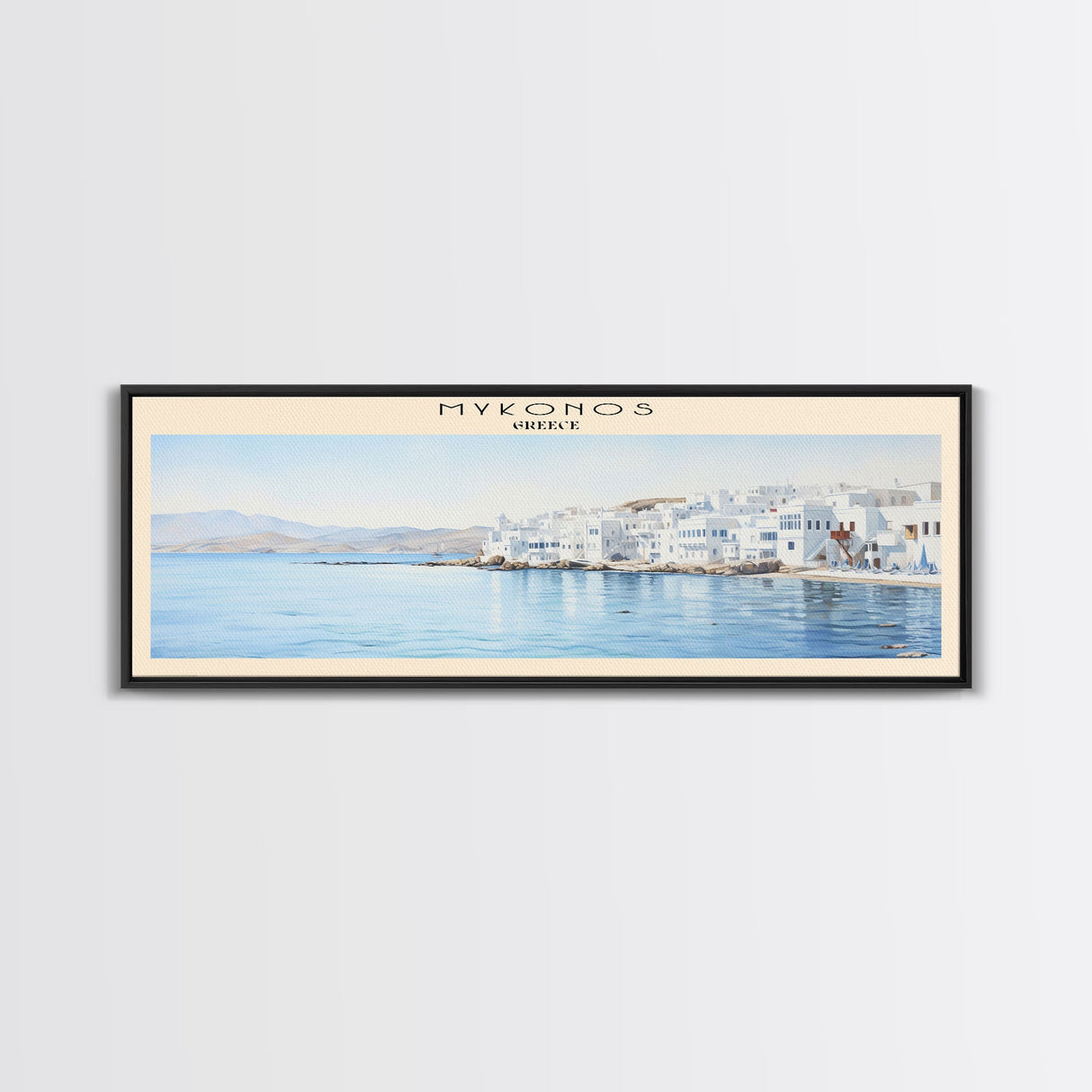 Mykonos COUNTRY Travel Poster Print, Framed Canvas Print, COUNTRY Travel Art, Wood Framed Art, Wall Hanging, Home Decor