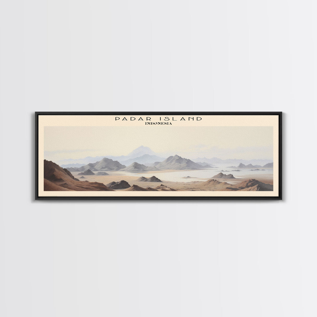 Padar Island COUNTRY Travel Poster Print, Framed Canvas Print, COUNTRY Travel Art, Wood Framed Art, Wall Hanging, Home Decor