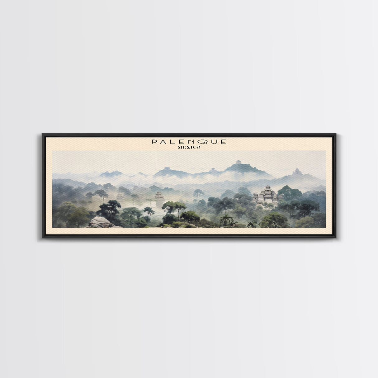 Palenque COUNTRY | Framed Travel Poster Canvas Print | Trendy Wall Art | Watercolor Painting | Living Room Art | Unique Art