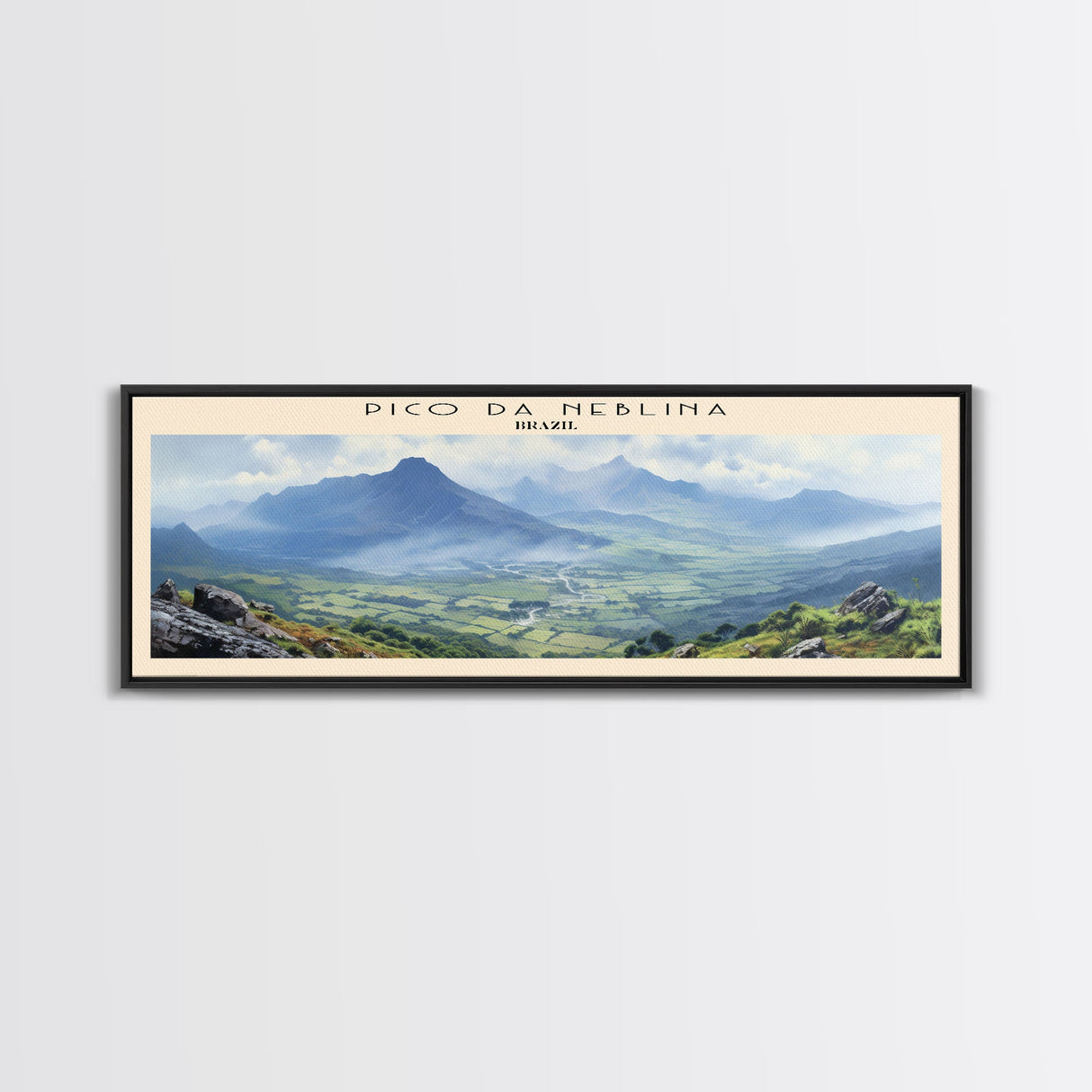 Pico da Neblina COUNTRY | Framed Travel Poster Canvas Print | Trendy Wall Art | Watercolor Painting | Living Room Art | Unique Art