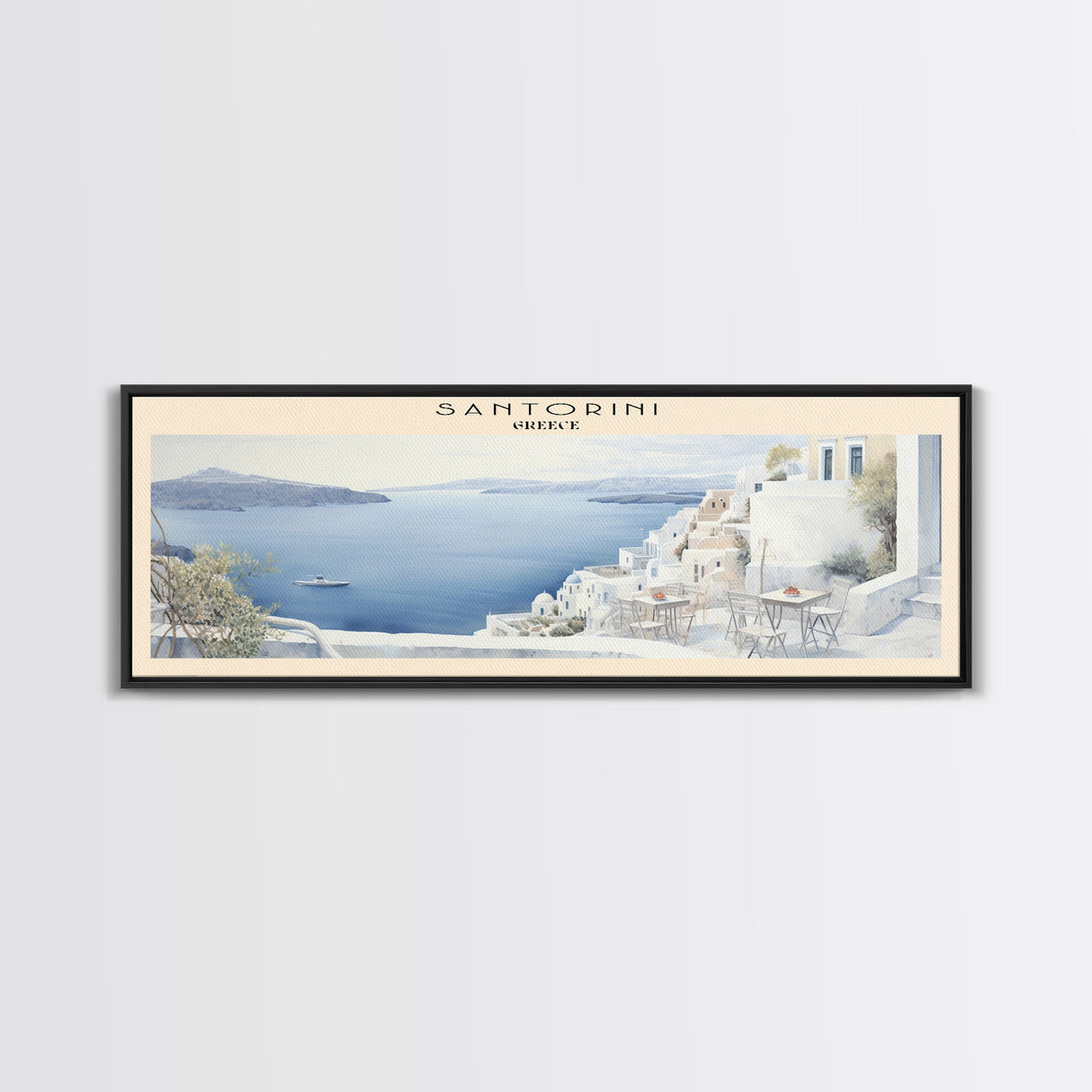 Santorini COUNTRY Travel Poster Print, Framed Canvas Print, COUNTRY Travel Art, Wood Framed Art, Wall Hanging, Home Decor