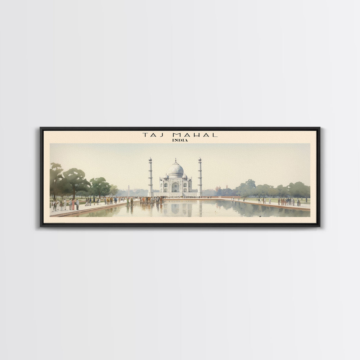 Taj Mahal Travel Poster Print, Framed Canvas Print, COUNTRY Travel Art, Wood Framed Art, Wall Hanging, Home Decor