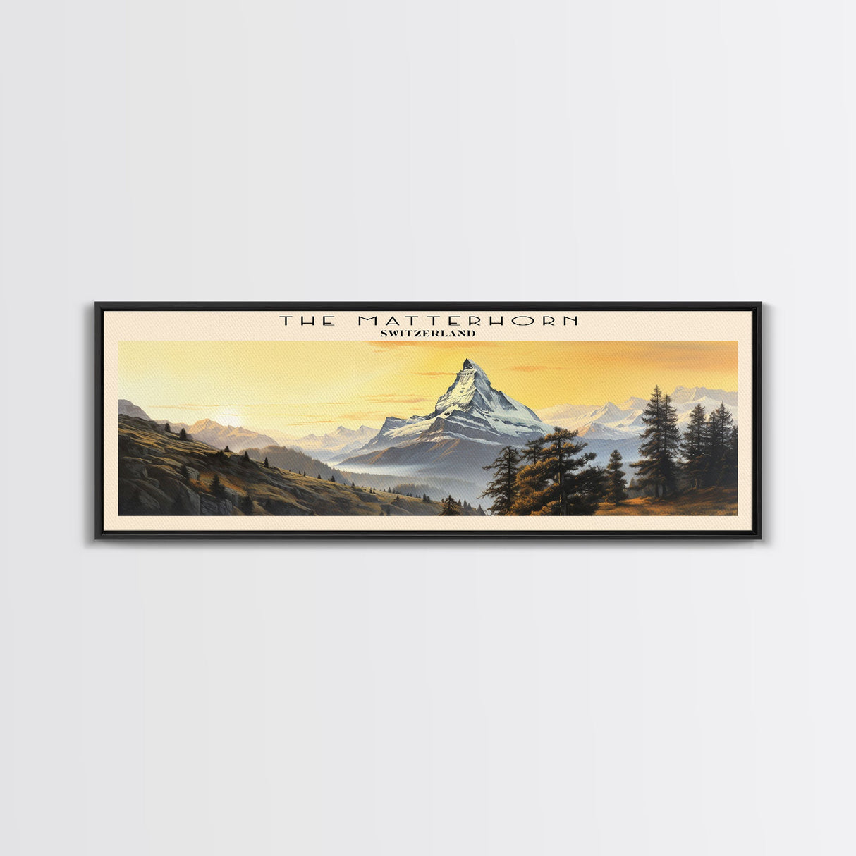 The Matterhorn Travel Poster Print, Framed Canvas Print, COUNTRY Travel Art, Wood Framed Art, Wall Hanging, Home Decor