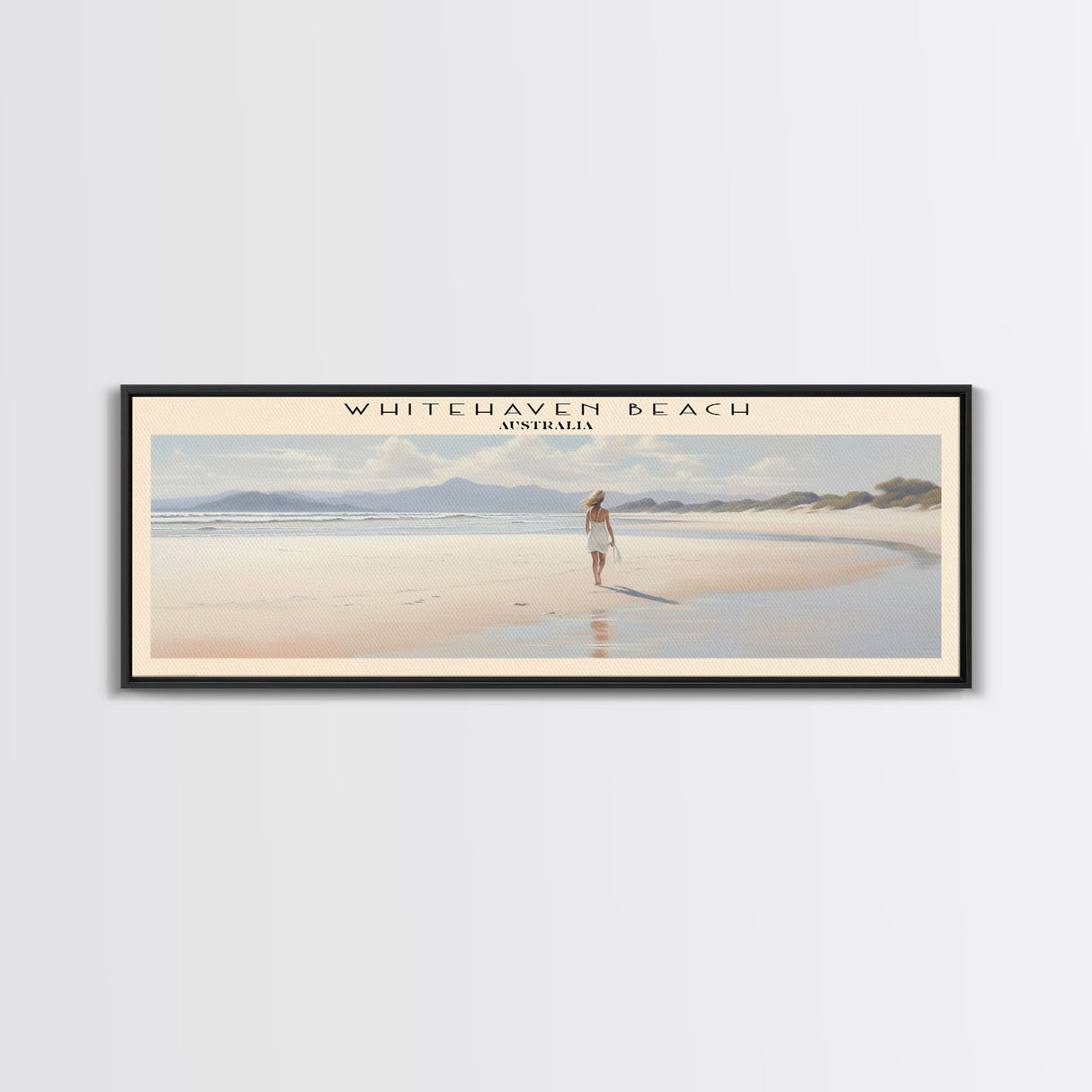 Whitehaven Beach Travel Poster Print, Framed Canvas Print, COUNTRY Travel Art, Wood Framed Art, Wall Hanging, Home Decor