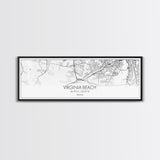 Panoramic Virginia Beach City Map, Virginia Art, Map Print, Minimalist Wall Art, Canvas Art, Housewarming Gift, Street Map Art, Closing Gift