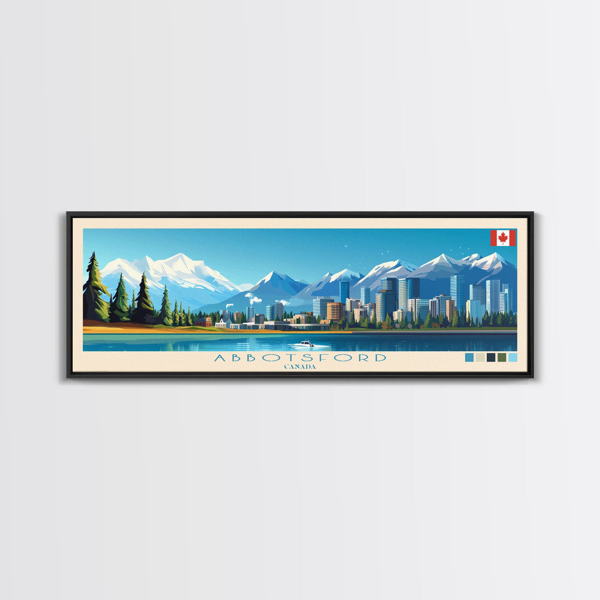 Panoramic Travel Poster Abbotsford, Canada Canvas Print, Abbotsford, Canada Painting, Canada Art, Abbotsford Travel Art, Guest Room Painting