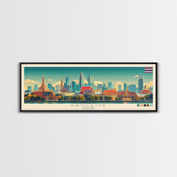 Bangkok, Thailand Travel Poster Panoramic Canvas Print, Bangkok, Thailand Painting, Thailand Art, Bangkok Travel Art, Guest Room Painting