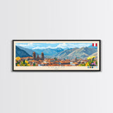 Cusco, Peru Travel Poster Panoramic Canvas Print, Cusco, Peru Painting, Peru Art, Cusco Travel Art, Guest Room Painting