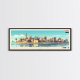 Damietta, Egypt Panoramic Travel Poster Canvas Print, Damietta, Egypt Painting, Egypt Art, Damietta Panoramic Travel Art, Travel Painting