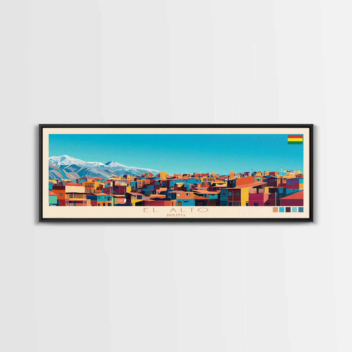 El Alto, Bolivia Panoramic Travel Poster Canvas Print, El Alto, Bolivia Painting, Bolivia Art, El Alto Panoramic Travel Art, Travel Painting