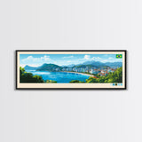 Florianopolis, Brazil Panoramic Travel Poster Canvas Print, Florianopolis, Brazil Painting, Brazil Art, Florianopolis Panoramic Travel Art, Travel Painting