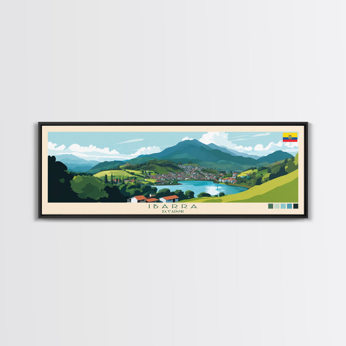 Ibarra, Ecuador Panoramic Travel Poster Canvas Print, Ibarra, Ecuador Painting, Ecuador Art, Ibarra Panoramic Travel Art, Travel Painting