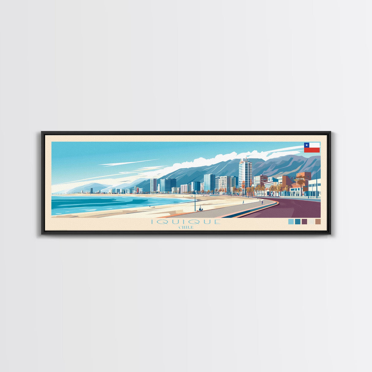 Iquique, Chile Travel Poster Panoramic Canvas Print, Iquique, Chile Painting, Chile Art, Iquique Travel Art, Guest Room Painting