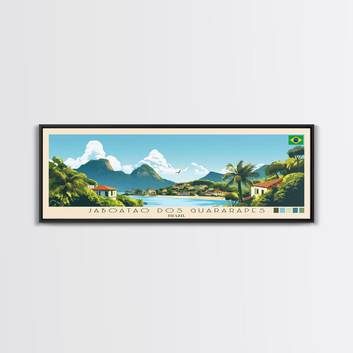 Jaboatao dos Guararapes, Brazil Panoramic Travel Poster Canvas Print, Jaboatao dos Guararapes, Brazil Painting, Brazil Art, Jaboatao dos Guararapes Travel Art, Living Room Painting