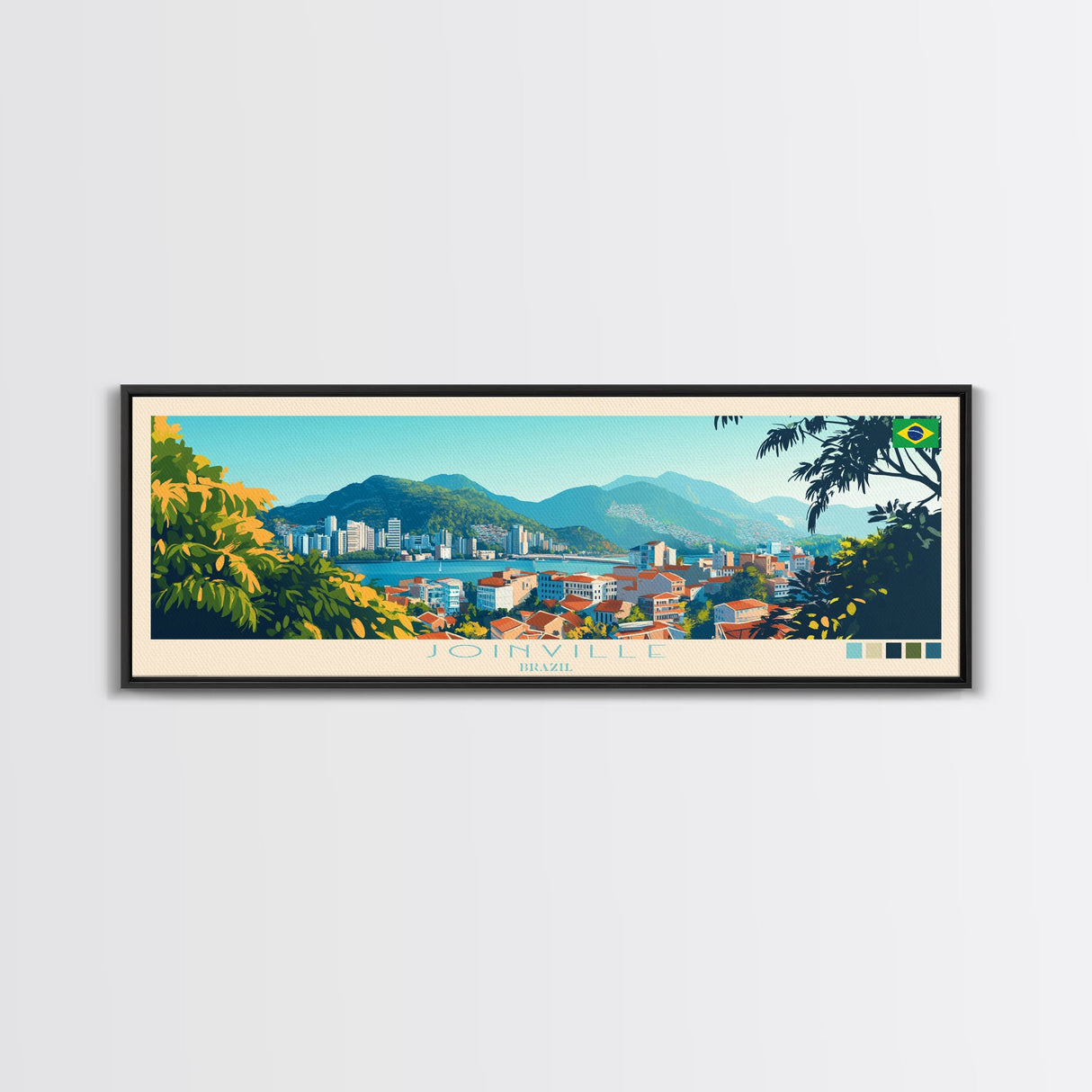 Joao Pessoa, Brazil Travel Poster Panoramic Canvas Print, Joao Pessoa, Brazil Painting, Brazil Art, Joao Pessoa Travel Art, Guest Room Painting