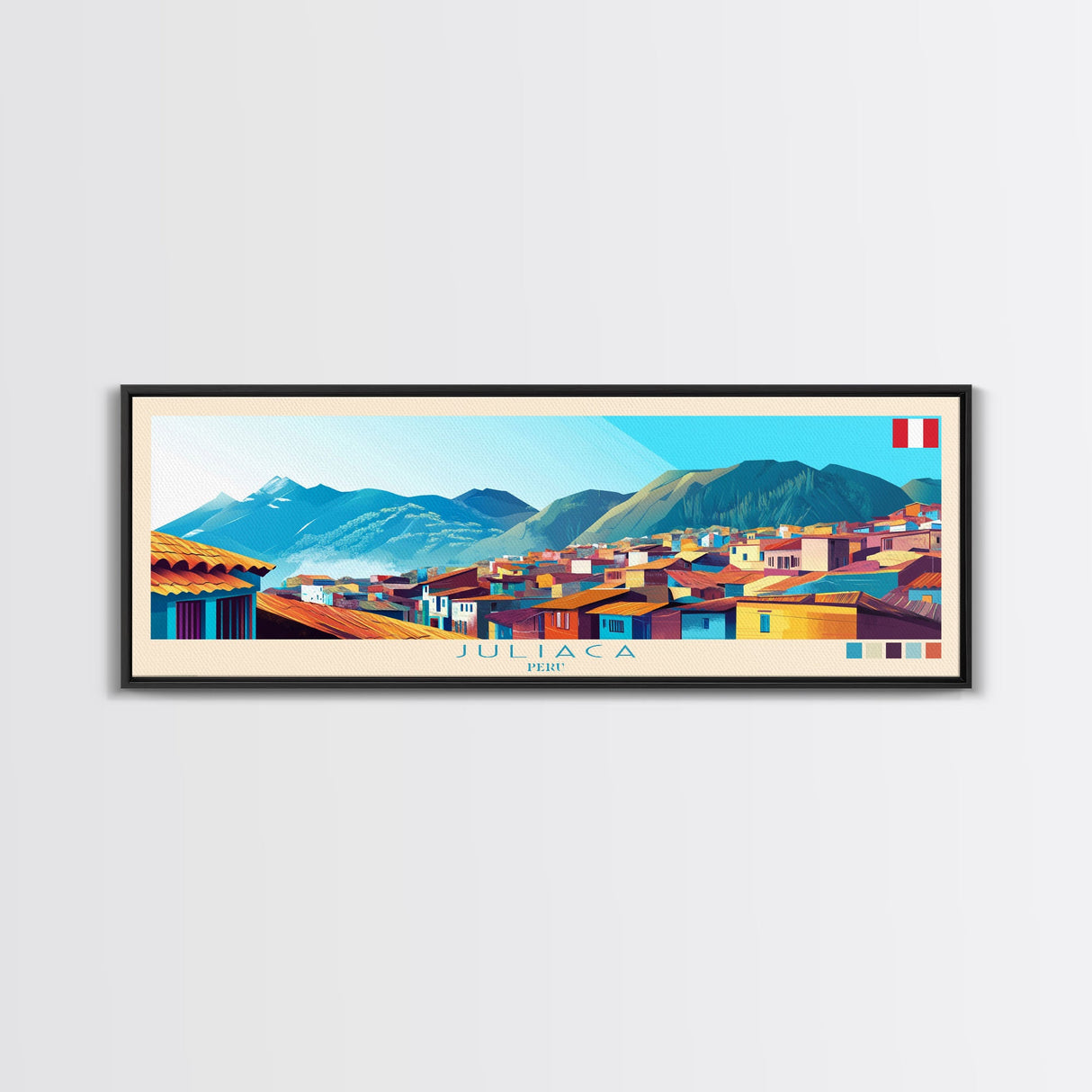 Panoramic Travel Poster Juarez, Mexico Canvas Print, Juarez, Mexico Painting, Mexico Art, Juarez Travel Art, Guest Room Painting