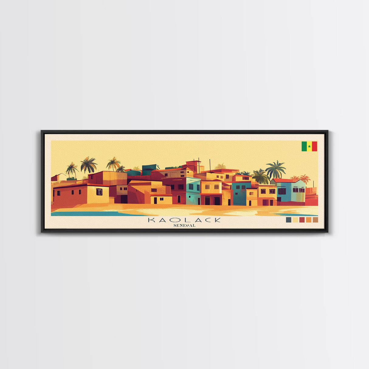 Panoramic Travel Poster Kaolack, Senegal Canvas Print, Kaolack, Senegal Painting, Senegal Art, Kaolack Travel Art, Guest Room Painting