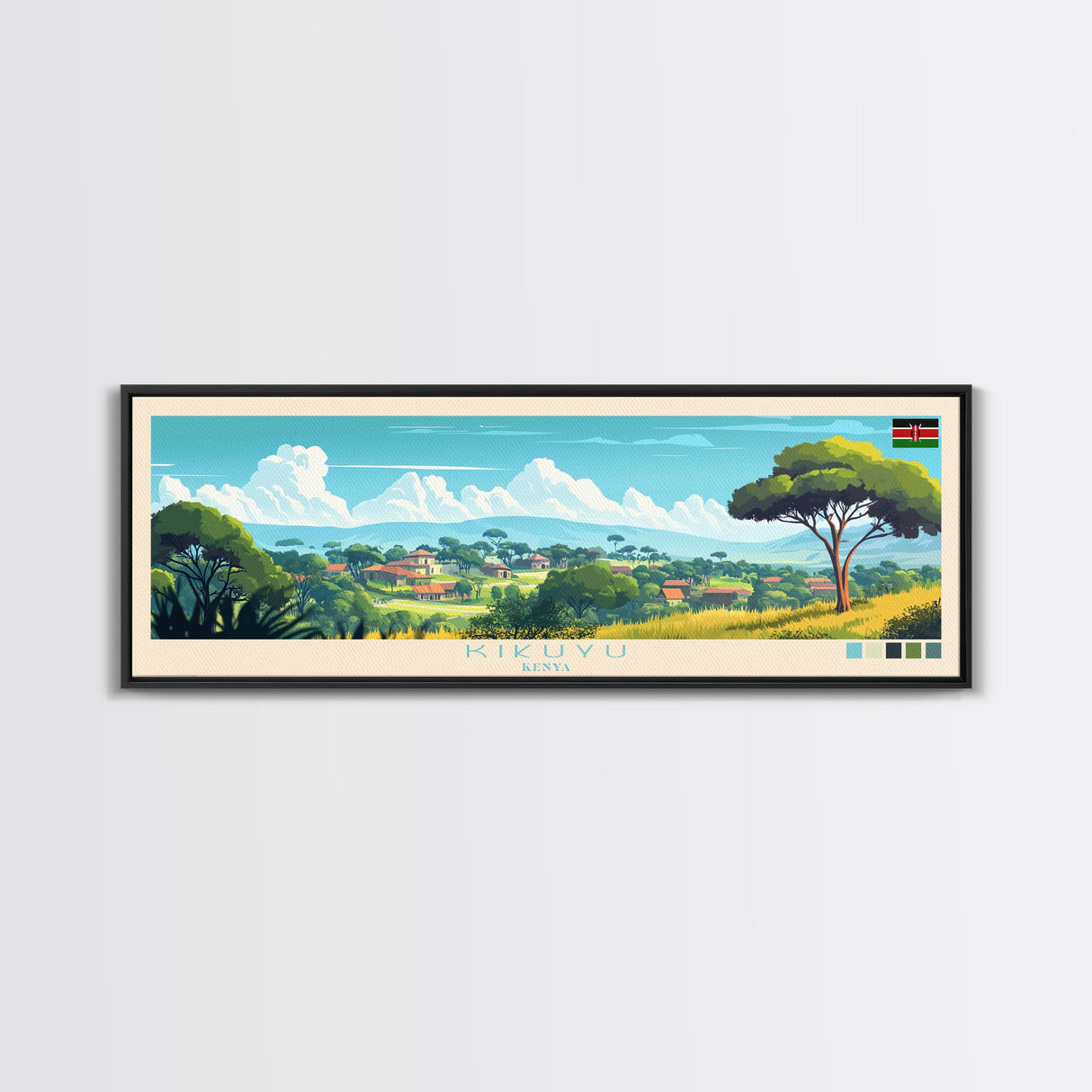 Kikuyu, Kenya Panoramic Travel Poster Canvas Print, Kikuyu, Kenya Painting, Kenya Art, Kikuyu Travel Art, Guest Room Painting