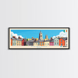 Kilkenny, Ireland Panoramic Travel Poster Canvas Print, Kilkenny, Ireland Painting, Ireland Art, Kilkenny Panoramic Travel Art, Travel Painting