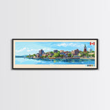 Kingston, Canada Panoramic Travel Poster Canvas Print, Kingston, Canada Painting, Canada Art, Kingston Travel Art, Living Room Painting