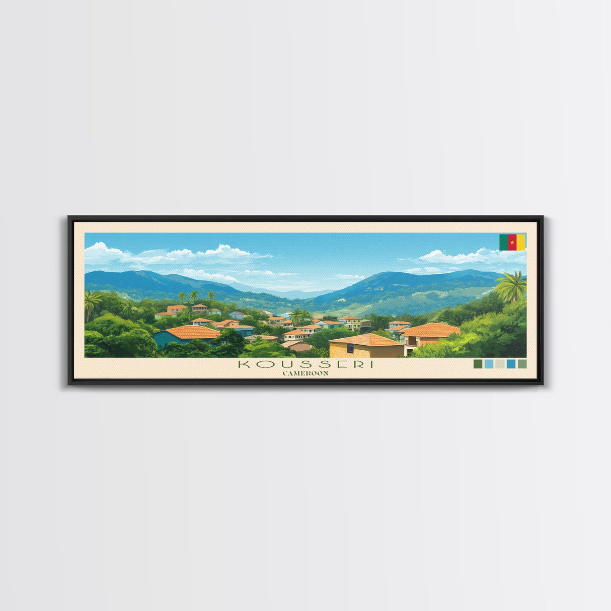 Kousseri, Cameroon Travel Poster Panoramic Canvas Print, Kousseri, Cameroon Painting, Cameroon Art, Kousseri Travel Art, Guest Room Painting