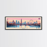 London, England Panoramic Travel Poster Canvas Print, London, England Painting, England Art, London Panoramic Travel Art, Travel Painting