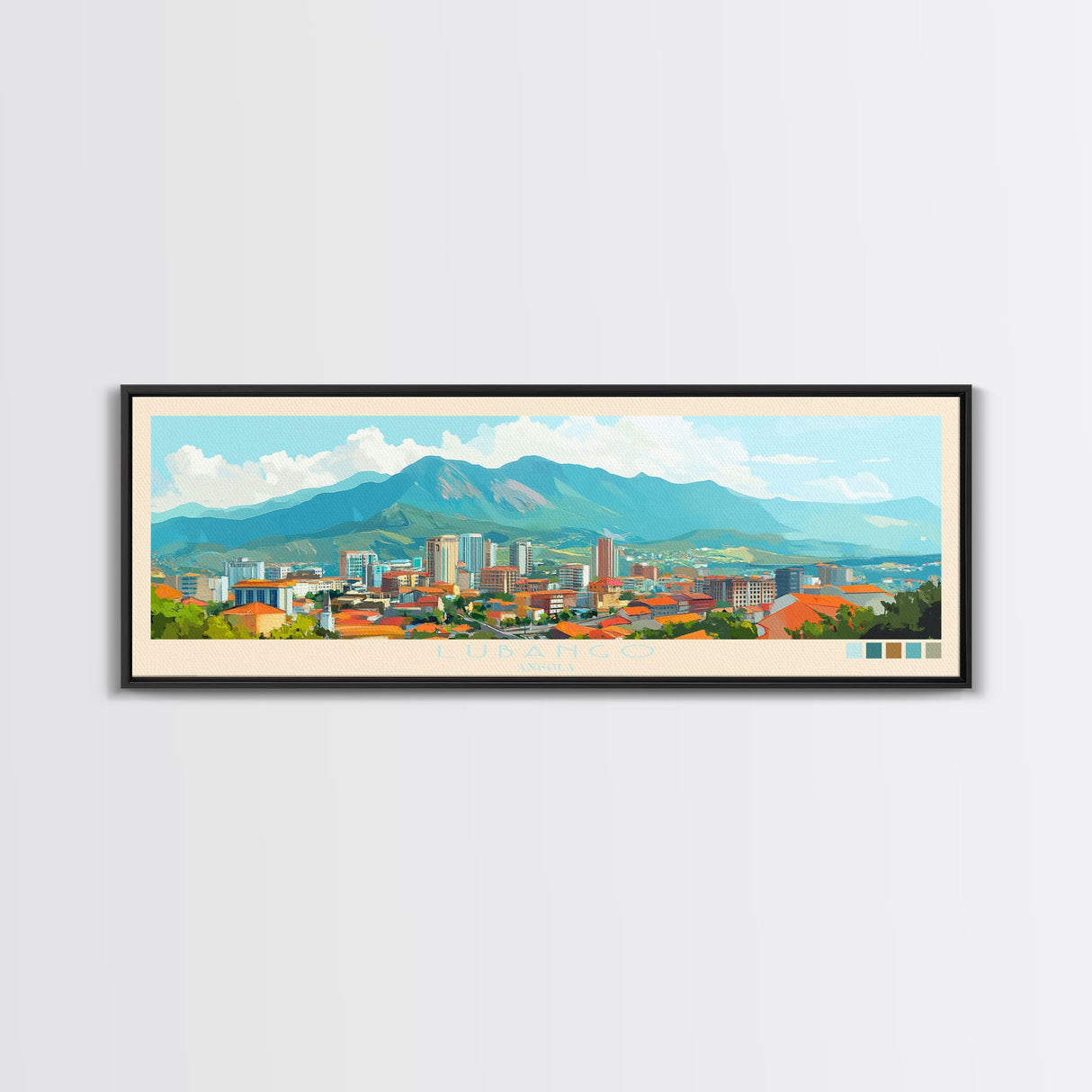 Lubango, Angola Panoramic Travel Poster Canvas Print, Lubango, Angola Painting, Angola Art, Lubango Panoramic Travel Art, Travel Painting