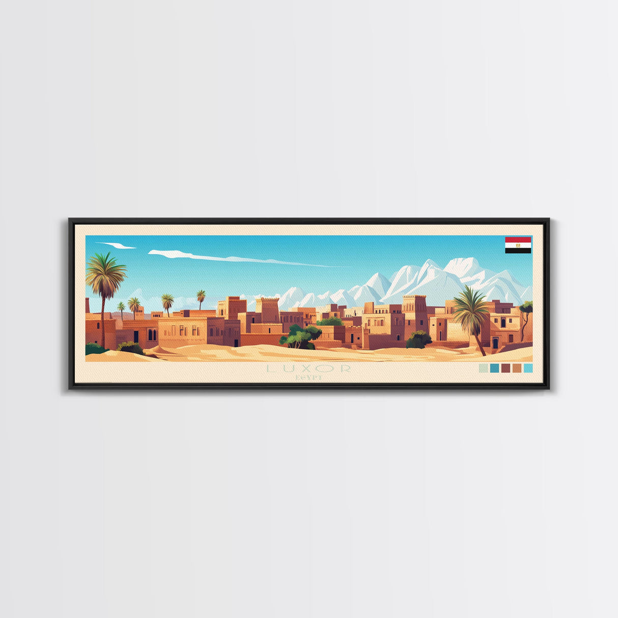 Luxor, Egypt Travel Poster Panoramic Canvas Print, Luxor, Egypt Painting, Egypt Art, Luxor Travel Art, Guest Room Painting